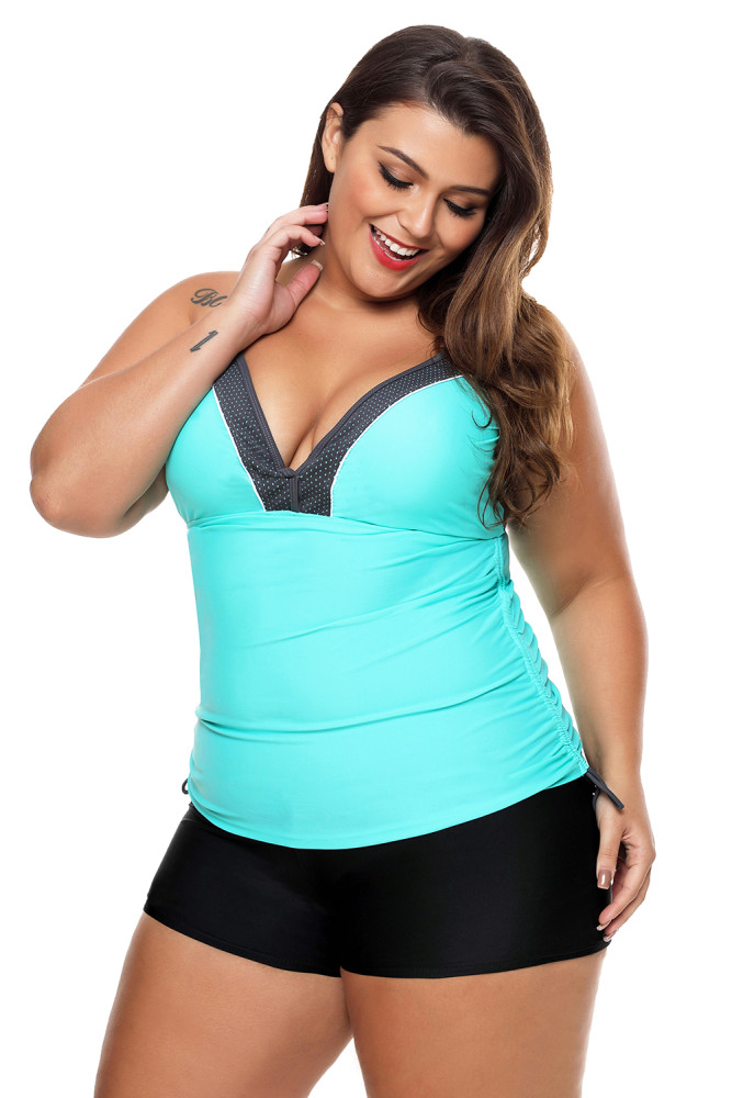 Mint Bralette Tankini Top with Shorts Swimsuit