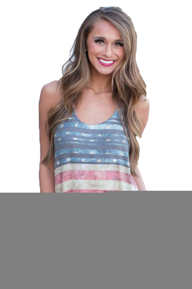 Dark Blue American Flag Vintage Tank