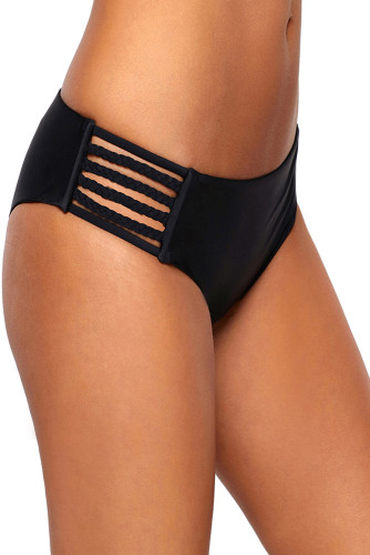 Black Strappy Side Bikini Swim Bottom
