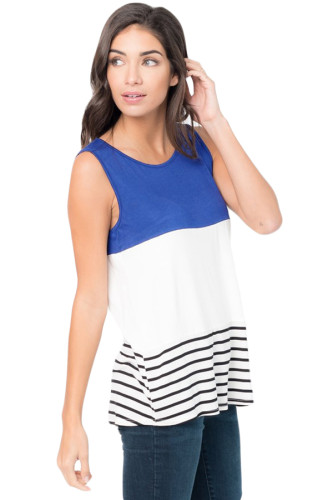Navy Paneled Striped Racerback Tank Top