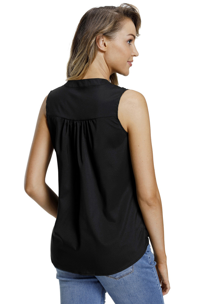 Black Sleeveless Knotted Top