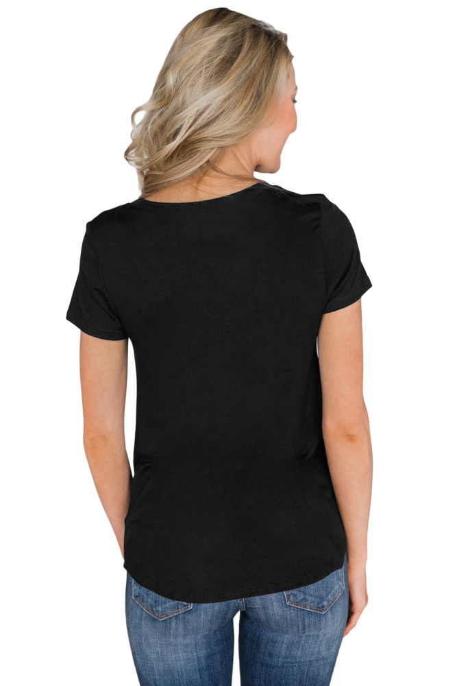 Black Home Grown USA Flag Short Sleeve Tee Top