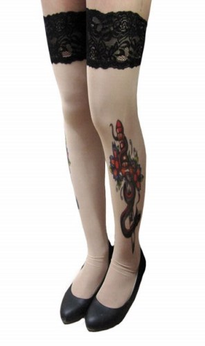 Evil Sword Inspired Tattoo Stockings
