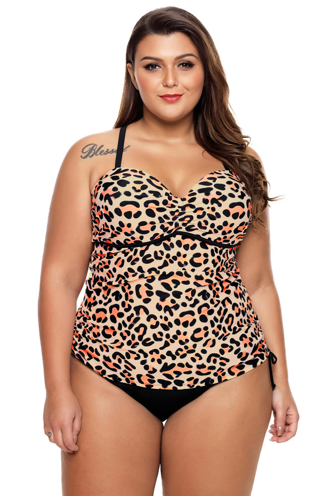 Cute Leopard Print Sweetheart Tankini Swimsuit