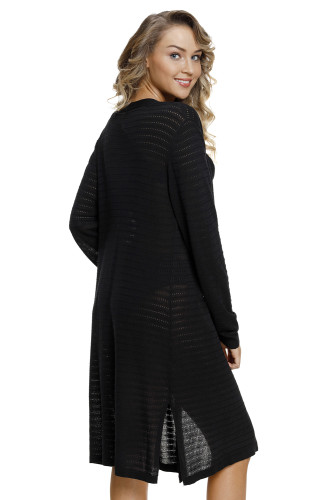 Black Lightweight Knit Long Open Cardigan