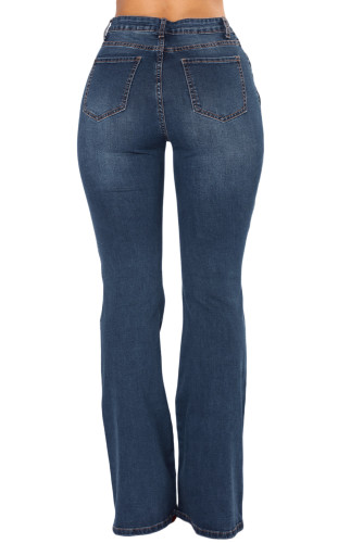 Blue Denim Zipped Legs Bell Bottom Jeans