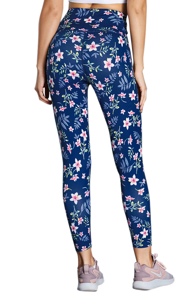 High Waist Floral Print Compression Womens Leggings