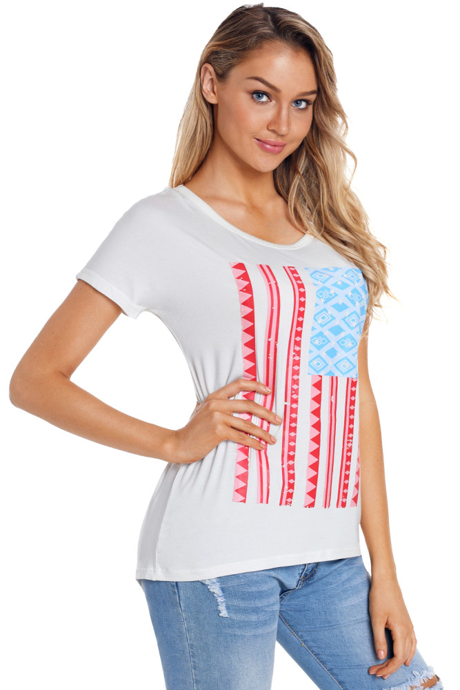White American Flag Graphic Short Sleeve Tee