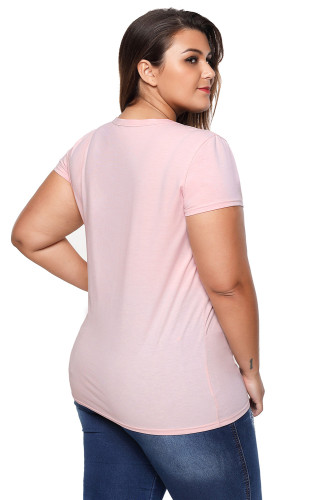 Strappy V-Neck Graphic Print Peachy Plus Size T-shirt