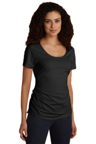 Black Short Sleeve Ruched Tee