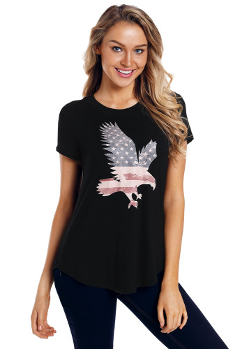 America Flag Eagle Black Daily T-shirt