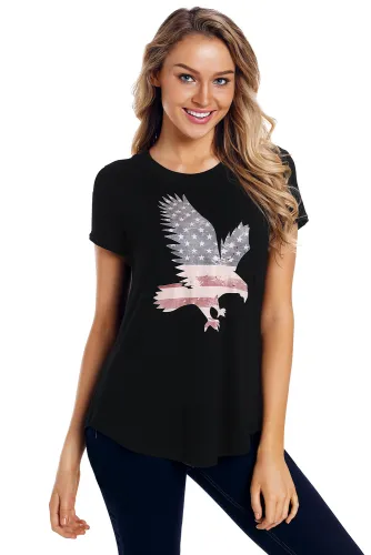 America Flag Eagle Black Daily T-shirt
