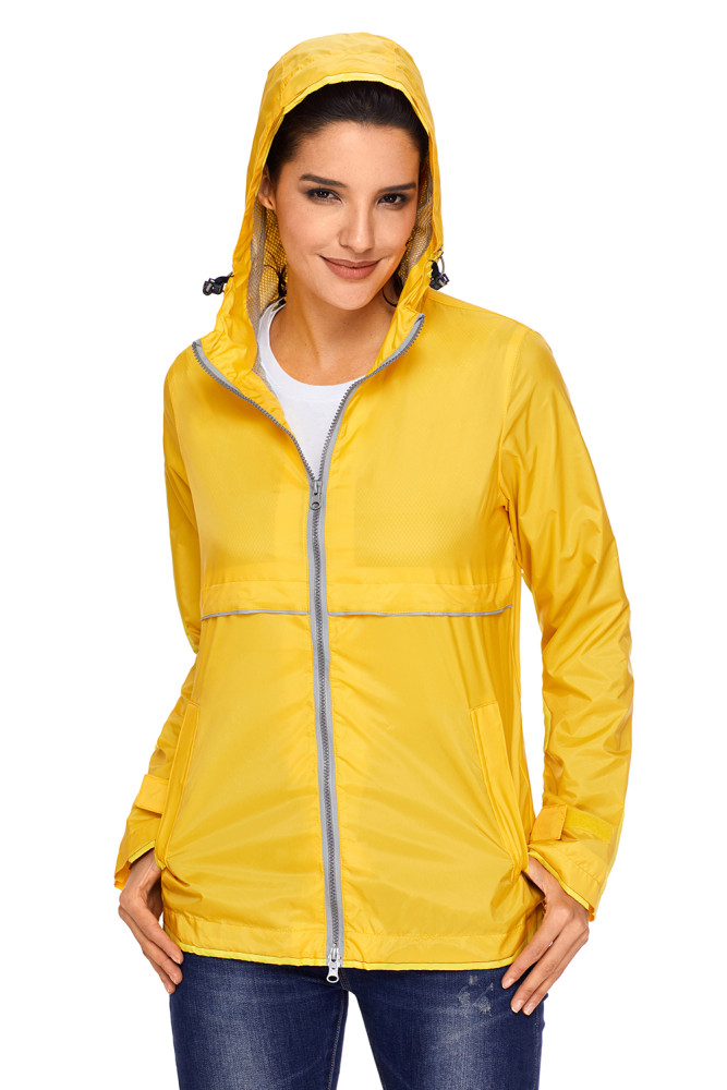 Mustard Women Zipper Lapel Suit Blazer with Foldable Sleeve