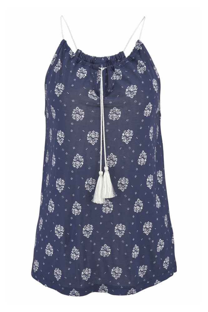 Navy Flowery Print Spaghetti Strap Vest Top