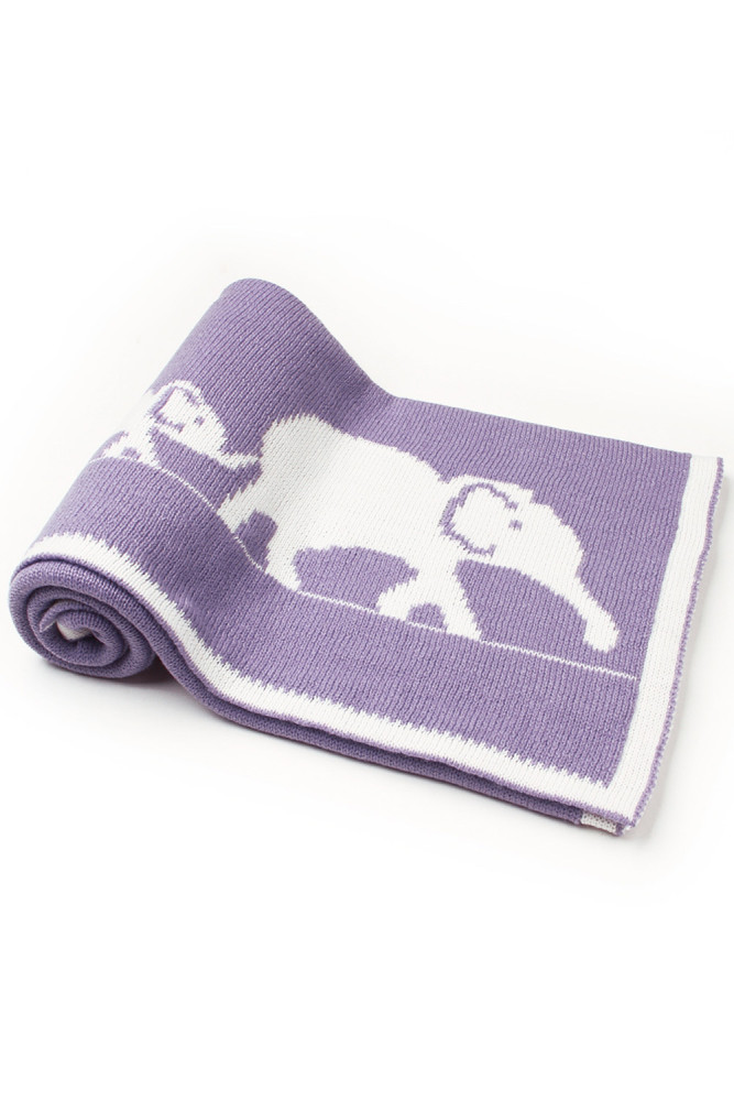 Purple Cute Elephant Pattern Baby Swaddle Blanket