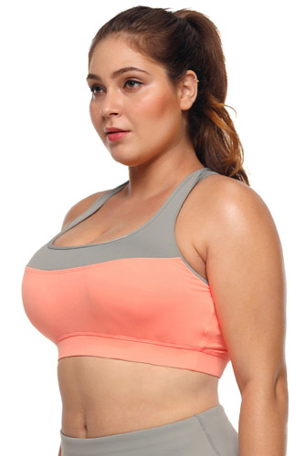 Coral Grey Crossed Keyhole Back Sports Bra