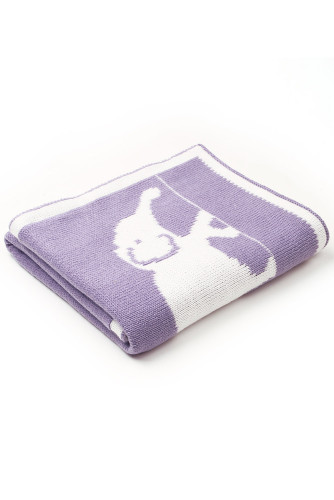 Purple Cute Elephant Pattern Baby Swaddle Blanket