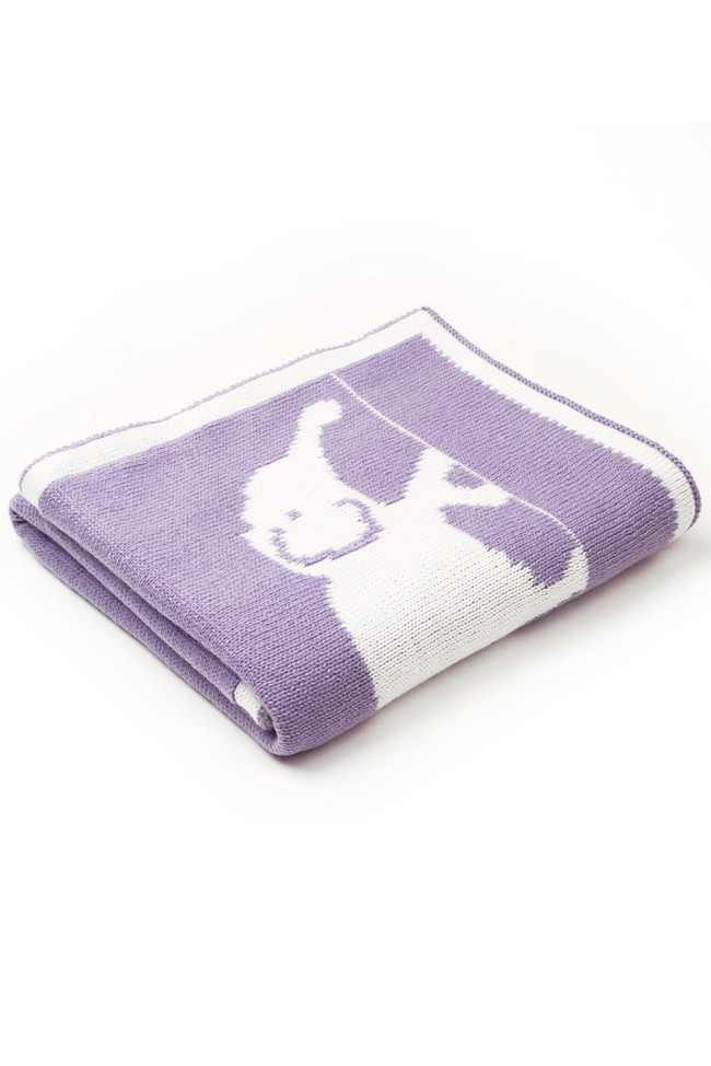 Purple Cute Elephant Pattern Baby Swaddle Blanket