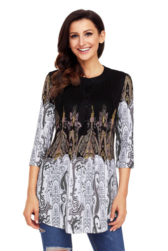 Multicolor Stylish Print Flowy Blouse