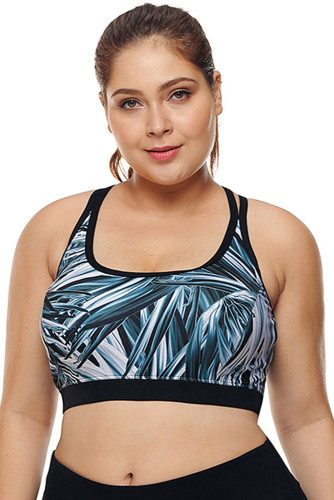Double Straps Grassy Print Sports Bra
