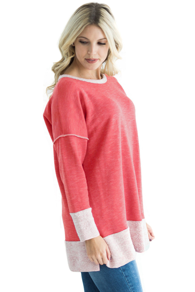 Red Two Tone French Terry Sweatshirt