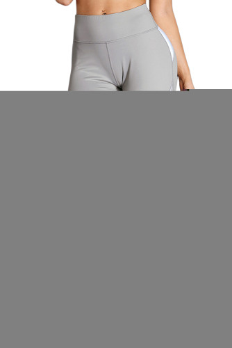 Gray High Waist Sport Yoga Pants with Colorblock