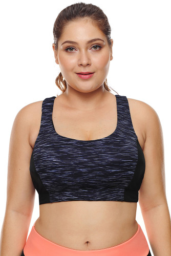 Strappy Crisscross Back Heather Navy Gym Bra