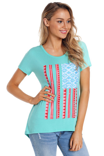 Light Mint American Flag Graphic Short Sleeve Tee
