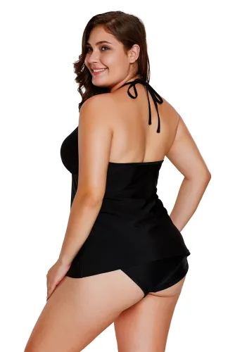 Black Macrame High Neck 2pcs Bathing Suit