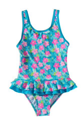 Lovely Ruffle Floral Girls' One Piece Swimsuit