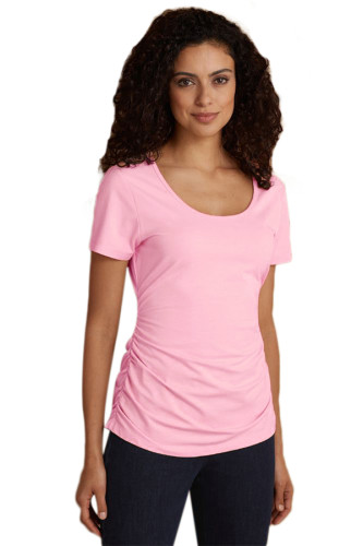 Soft Pink Short Sleeve Ruched Tee