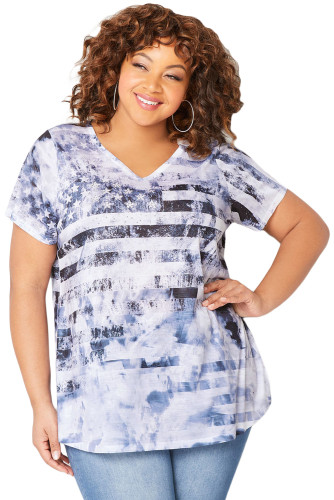 Light Blue American Dream Tie Dye Plus Size Tee
