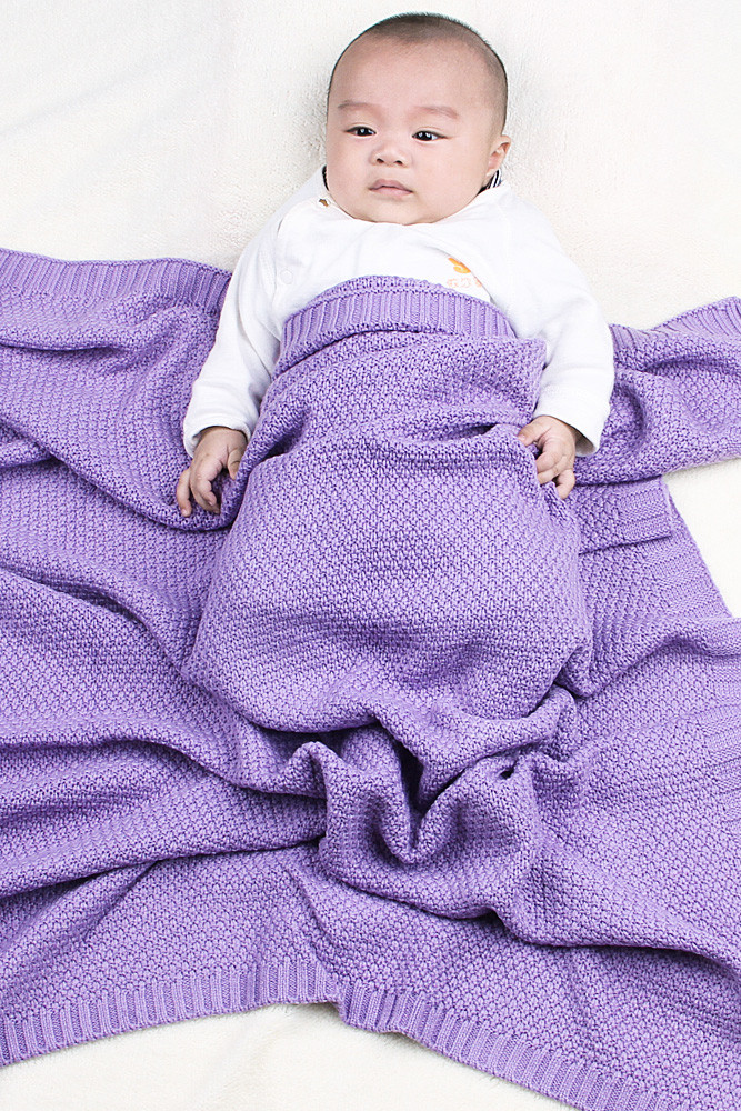 Purple Quality Cotton Knitted Baby Blankets