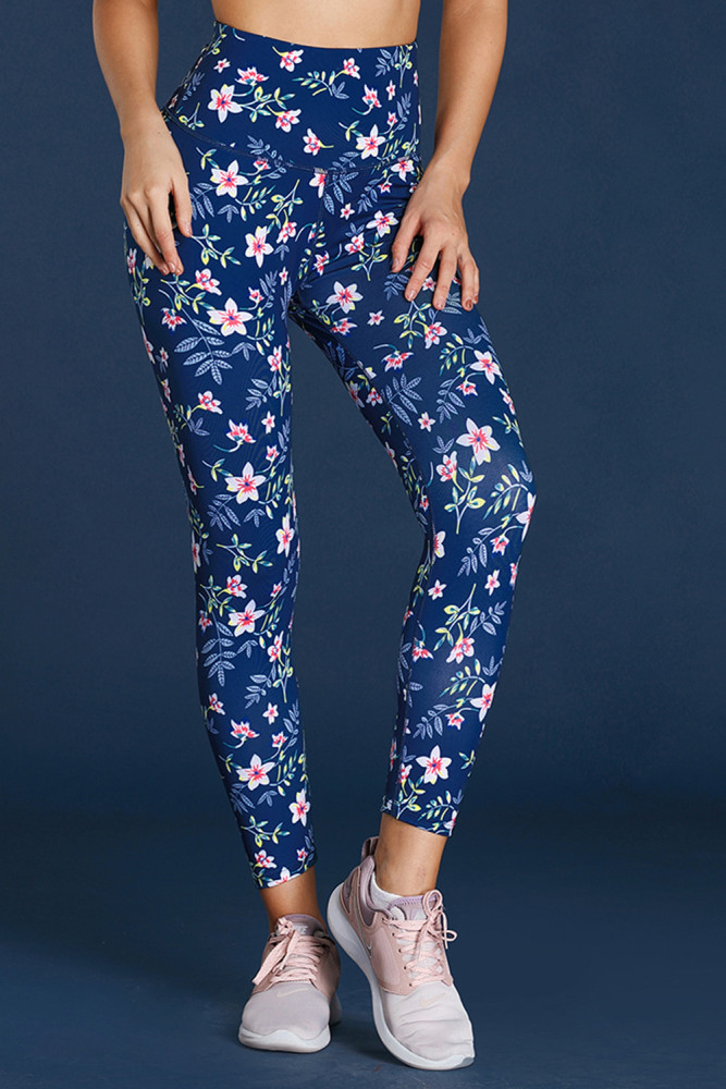 High Waist Floral Print Compression Womens Leggings