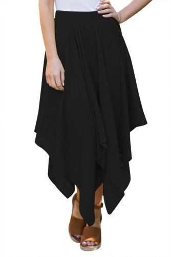 Black Irregular Hemline Midi Overskirt