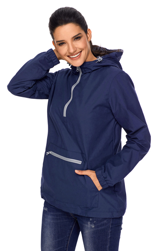 Navy Monogrammed Pullover Rain Jacket