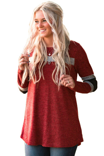 Burgundy Sweater Tunic with Blocks
