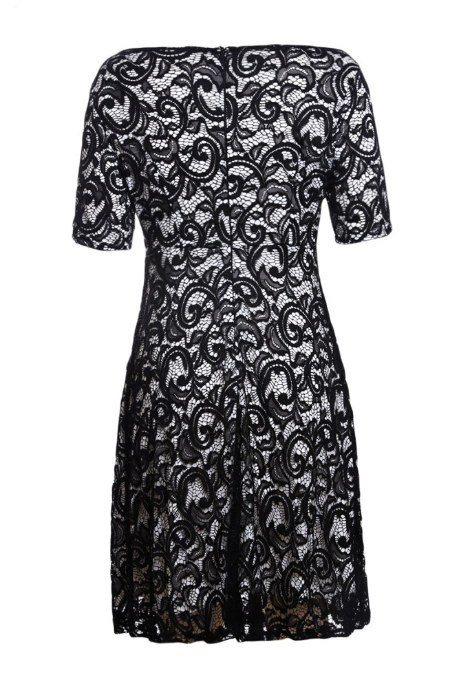 Black Lace Party Midi Dress