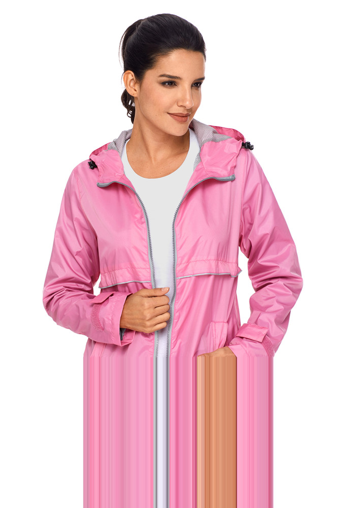 Pink Women Zipper Lapel Suit Blazer with Foldable Sleeve