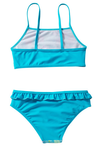 Blue Floral Strappy Little Girls’ Tankini Set