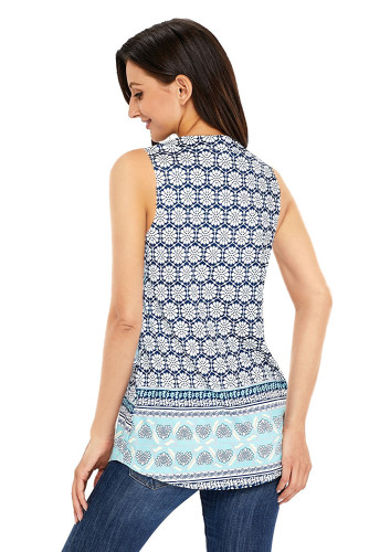 Bohemian Floral Print Ruched Tank Top