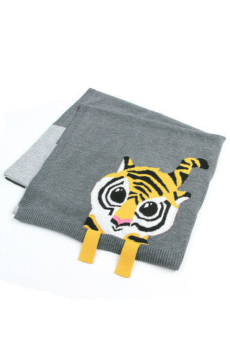Gray Tiger Baby Receiving Blanket