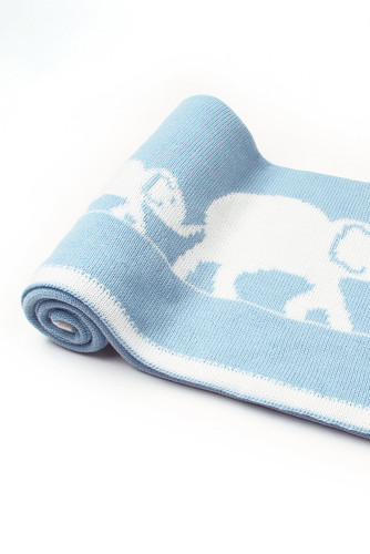 Light Blue Cute Elephant Pattern Baby Swaddle Blanket