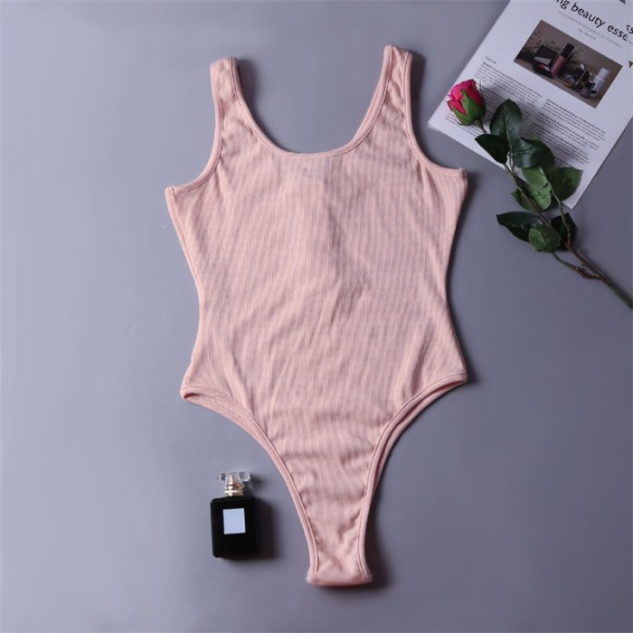 Apricot Ribbed Knit Button Up Tank Bodysuit