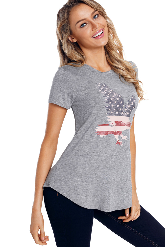 America Flag Eagle Grey Daily T-shirt