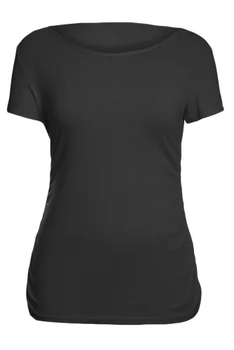 Black Short Sleeve Ruched Tee