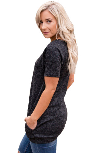 Charcoal Black Heathered Short Sleeve Pocket Tee