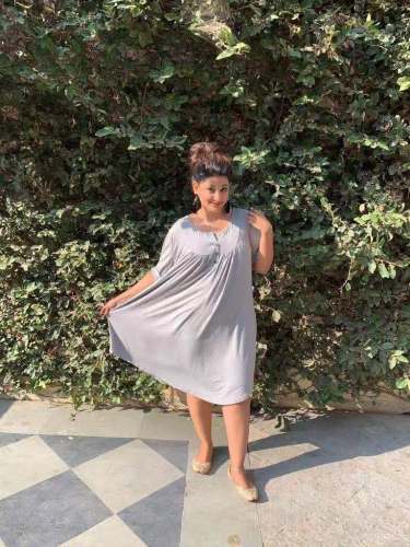 Grey Quarter Sleeve Casual Tunic Dress