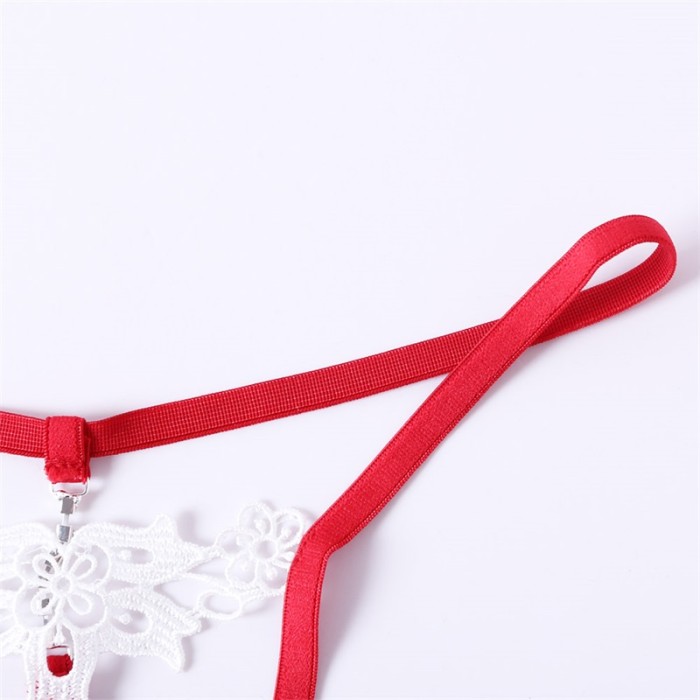 Red Timeless Elegance Peek-A-Boo Rhinestone G-string