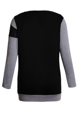 Black Shoulder Slope Trio Color Block Sweatshirt
